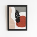 Ver imagem 1 de Folha Silhueta Planta Colorido Quadro Moldura Preta 60x40cm