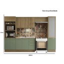 Ver imagem 2 de Armário de Cozinha Modulada Completa Reta 5 Peças 3,20m Botanic Kappesberg - Nogueira/Verde Oliva