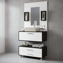 Ver imagem 6 de Gabinete para Banheiro Completo 80cm com Cuba Painel e Nicho Class Branco/Preto - Arte Cas