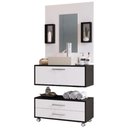 Ver imagem 2 de Gabinete para Banheiro Completo 80cm com Cuba Painel e Nicho Class Branco/Preto - Arte Cas