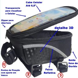 Bolsa Bike Para Celular Documento Mtb Quadro Tiras Colante - 2