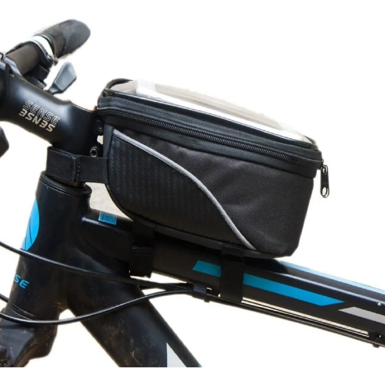 Bolsa Bike Para Celular Documento Mtb Quadro Tiras Colante - 1