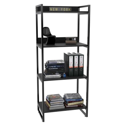 Estante Multiuso 60cm 4 Prateleiras C08 Preto Onix