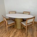 Ver imagem 3 de Mesa De Jantar Cone Oval 160x90 cm Tampo Laca Branca Base Fibra Natural Personal Decor Mesa de Janta