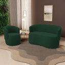 Ver imagem 2 de Kit 2 Poltronas e 1 Namoradeira Aisha Orgânica Bouclê Verde - Desk Design