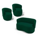 Ver imagem 1 de Kit 2 Poltronas e 1 Namoradeira Aisha Orgânica Bouclê Verde - Desk Design