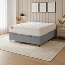 Ver imagem 2 de Cama Box Baú Colchão Casal King Molas Ensacadas Real 193x203x68cm Branco / Cinza Inducol