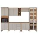 Ver imagem 1 de Cozinha Completa Allure 14 Portas 4 Gavetas 100% Mdf com Vidro Jequitibá/gris - Linea Brasil