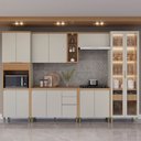 Ver imagem 2 de Cozinha Completa Allure 14 Portas 4 Gavetas 100% Mdf com Vidro Jequitibá/gris - Linea Brasil