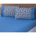 Ver imagem 2 de Jogo Lençol 4 Peças Cama Viúva 2,03mx1,20mx30cm 100% Algodão 180 Fios Ponto Palito Losangos Azul