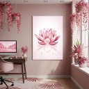 Ver imagem 1 de Quadro Decorativo Flor de Lótus Rosa 70x50cm Mold Preta