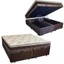 Ver imagem 1 de Cama Box Baú Bipartido Casal Blindado Suede + Colchão Casal Espuma Extra Firme D33 Elegance Ortopédi