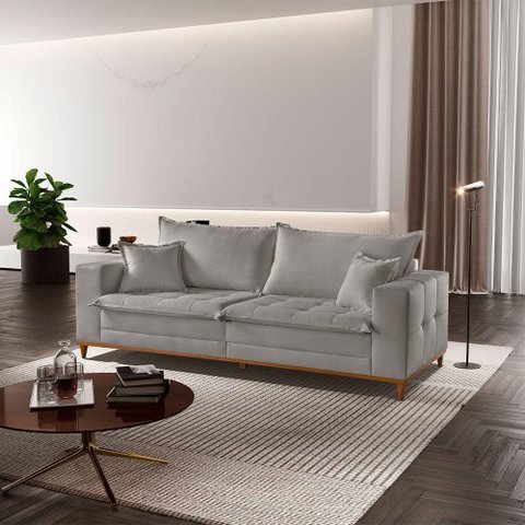 Sofá Matrix 02 Módulos de 90cm B25cm Meu Sofá Online A230 Linho Cinza