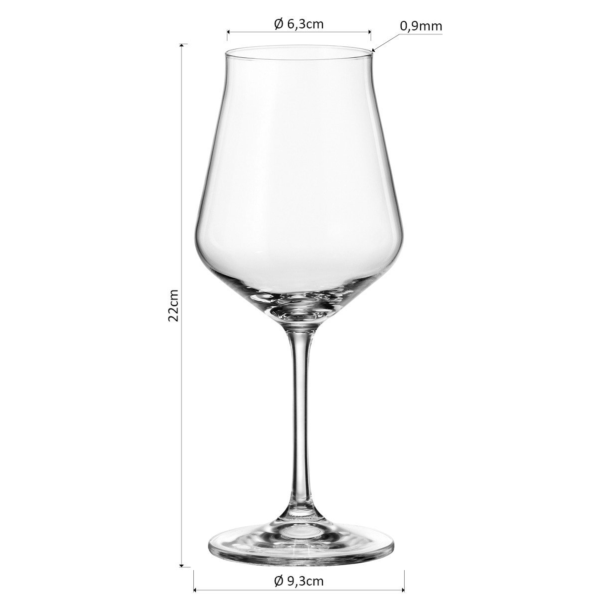 BOHEMIA LIDA TAÇA VINHO BRANCO 22x9x9cm 450ml CRISTAL TRANSP 6PÇ - 4