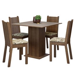 Conjunto Sala de Jantar Mesa Tampo de Madeira 4 Cadeiras Rustic/crema/lírio Bege Samara Madesa - 2