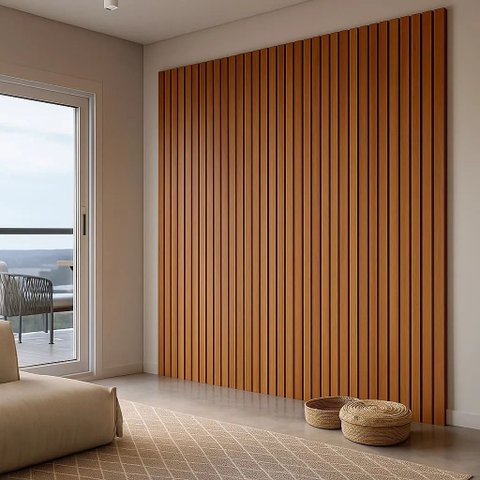 Painel Grande Sala Quarto até 75 Polegadas Ripado em Mdf:nature