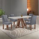 Ver imagem 4 de Mesa Kyra 120CMX90CM 4 Cadeiras Canela Tampo Smart Plus Vidro Off White