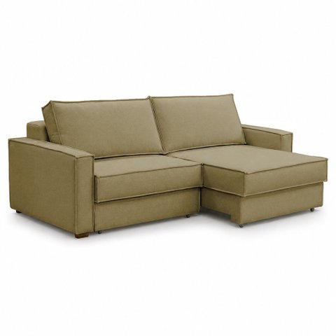 Sofá Sala de Estar Nilo Retratil Manual Bipartido 270cm 4 Lugares Bouclê Bege m1 - Monari Design