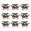 Ver imagem 1 de Kit 9 Conjuntos De Mesa Dobravel Com 4 Cadeiras De Madeira 70X70 Para Restaurante E Bar - Imbuia