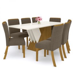 Conjunto Sala de Jantar Mesa Tampo Mdf e Vidro 8 Cadeiras Itália Espresso Móveis - 2