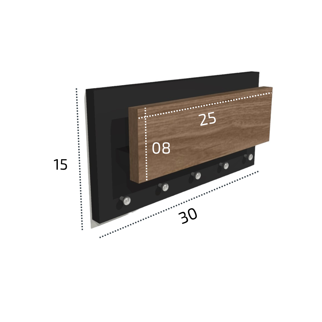Porta Chaves de Parede com Suporte para Cartas Discreto - 4