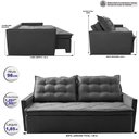 Ver imagem 2 de Sofá Sem Caixa Retrátil e Reclinável 1,85m Cama inBox Studio Suede Velusoft Cinza