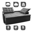 Ver imagem 3 de Sofá Sem Caixa Retrátil e Reclinável 1,85m Cama inBox Studio Suede Velusoft Cinza