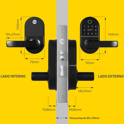 Fechadura Digital Compact com Biometria e Senha com Trinco Reversível - Yale - 5