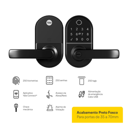 Fechadura Digital Compact com Biometria e Senha com Trinco Reversível - Yale - 3