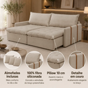 Ver imagem 3 de Sofá-Cama Faenzo Retrátil 3 Lugares 1,80MT Linho Bege Luxo