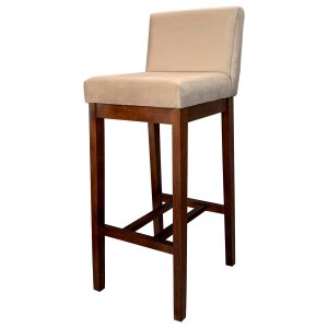 Banqueta Estofada para Bancada Alta Lisboa Madeira Capuccino Suede Bege Ccs
