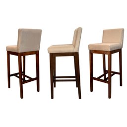 Banqueta Estofada para Bancada Alta Lisboa Madeira Capuccino Suede Bege Ccs - 2