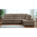 Ver imagem 1 de Sofá de Canto Retrátil e Reclinável com Molas 3,00x2,00 Viena Suede Mirra Decor