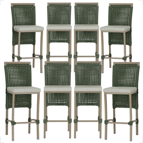 8 Banqueta em Alumínio Roma Fendi Corda Náutica Tecido 3