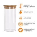 Ver imagem 5 de Kit 4 Potes Herméticos Quadrados Tampa de Bambu 750ml