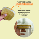Ver imagem 4 de Kit 4 Potes Herméticos Quadrados Tampa de Bambu 750ml