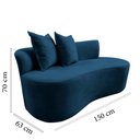 Ver imagem 2 de Namoradeira Sofá Feijão Hana Orgânica Bouclé Azul Marinho