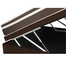 Cama Baú Viúva + Colchão de Molas Superlastic Classic Viúva - 128x188:marrom - 2