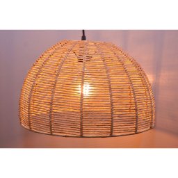 Pendente Luminária Lustre Meia Lua Grande Palha de Milho Fibra Natural 40x25 +fio:natural/110v/220v - 4