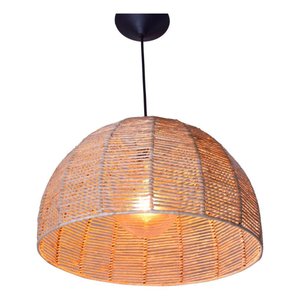 Pendente Luminária Lustre Meia Lua Grande Palha de Milho Fibra Natural 40x25 +fio:natural/110v/220v