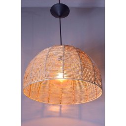 Pendente Luminária Lustre Meia Lua Grande Palha de Milho Fibra Natural 40x25 +fio:natural/110v/220v - 2