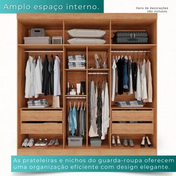 Guarda-roupa Casal 6 Portas 4 Gavetas Roma - Mais Móveis Cinamomo - 4