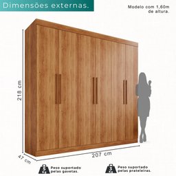 Guarda-roupa Casal 6 Portas 4 Gavetas Roma - Mais Móveis Cinamomo - 3