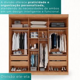 Guarda-roupa Casal 6 Portas 4 Gavetas Roma - Mais Móveis Cinamomo - 5
