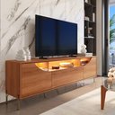 Ver imagem 1 de Bancada Imperiale para TV até 75" com LED Portas em MDF Usinado Gaveta Telescópica e Pés de Ferro