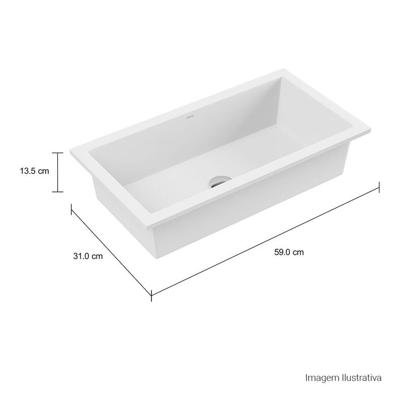 L.1071.17  Cuba de embutir retangular Linha L 59x30 Branco DECA - 4