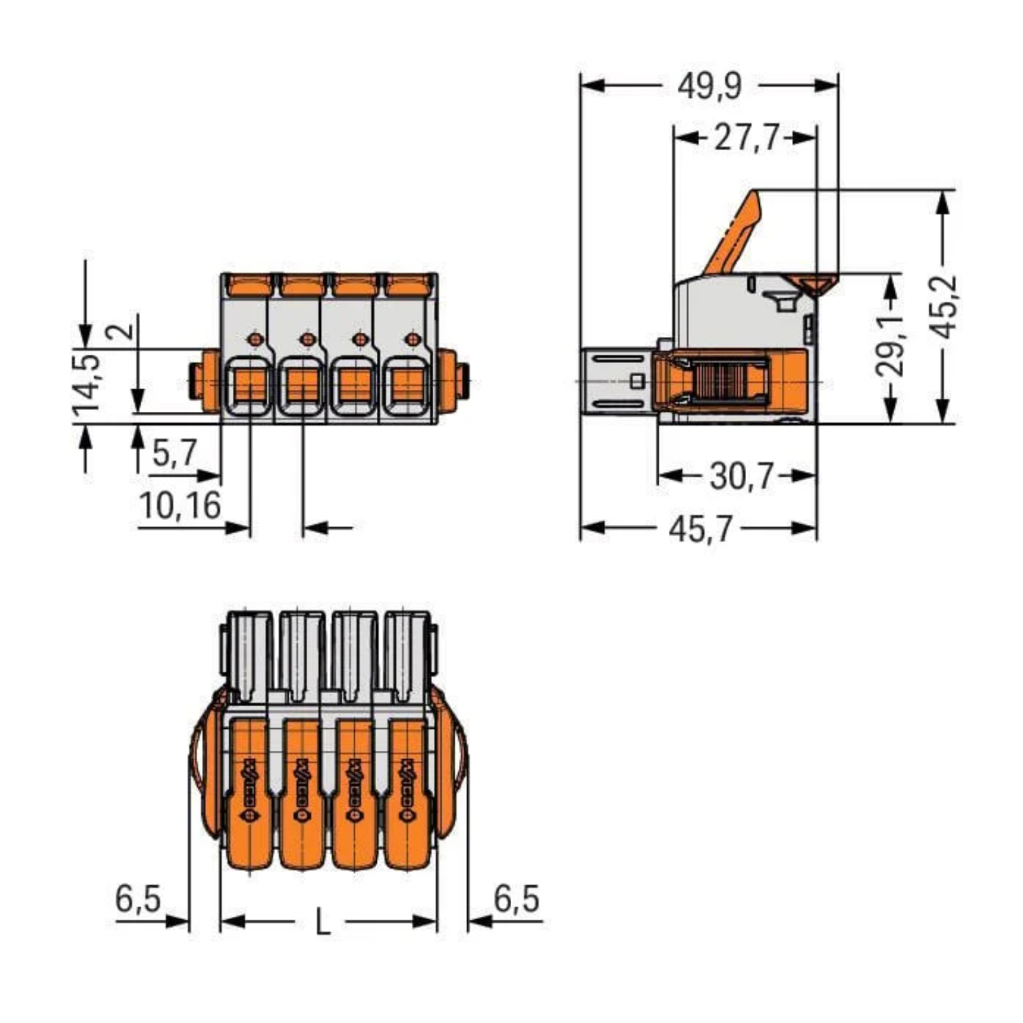 Kit Conector Wago 832-1103-1203 Macho e Femea Linha Pesada - 7