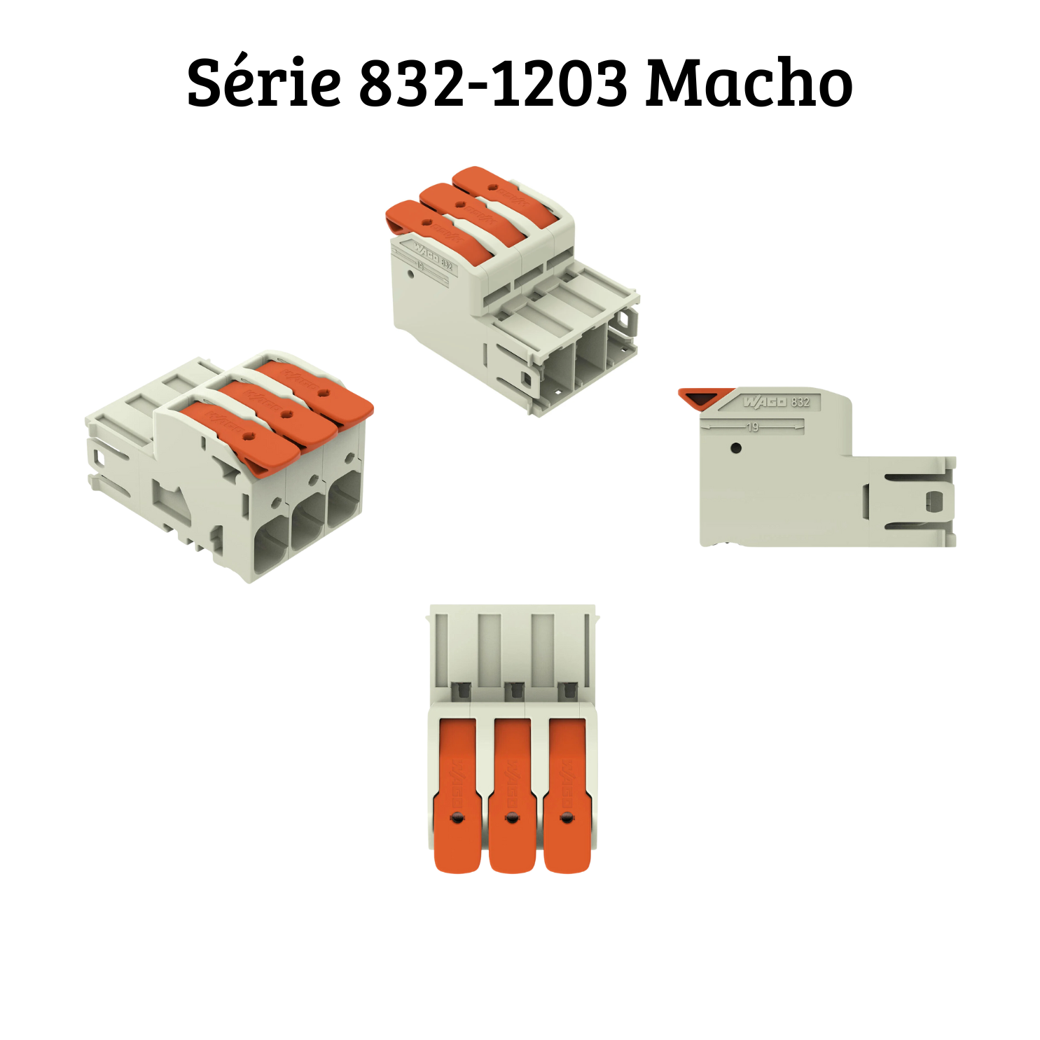 Kit Conector Wago 832-1103-1203 Macho e Femea Linha Pesada - 6