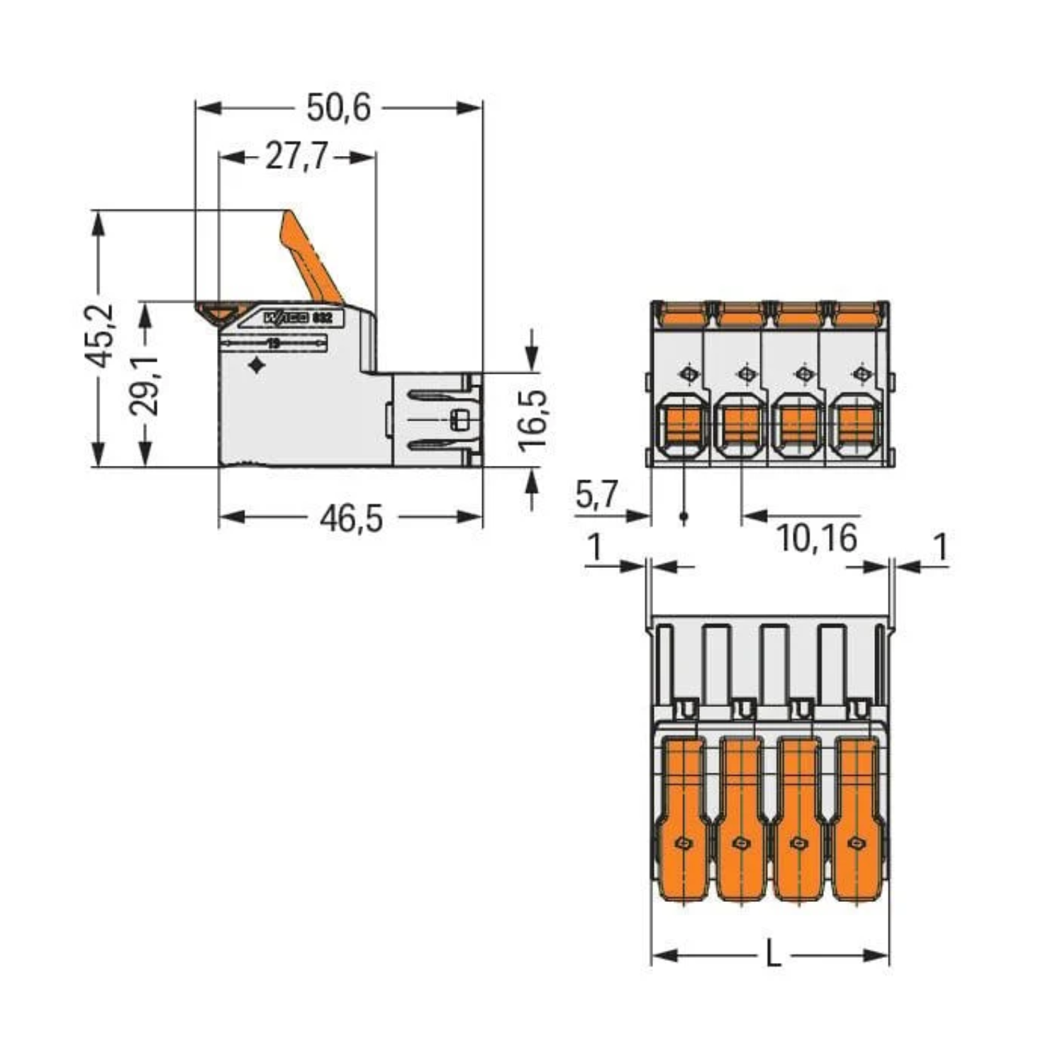 Kit Conector Wago 832-1103-1203 Macho e Femea Linha Pesada - 8