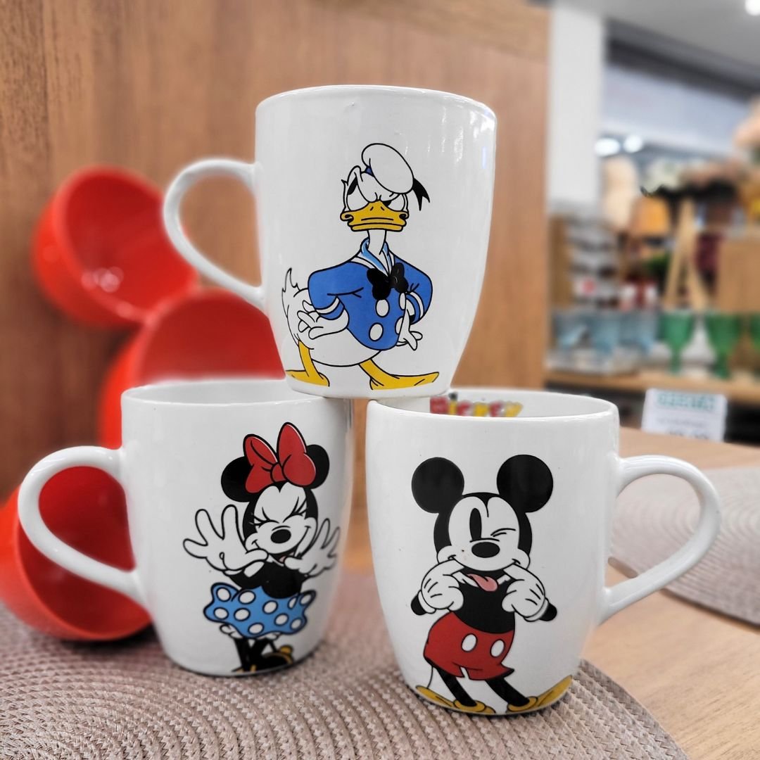 Jogo Disney 3 Canecas Cerâmica Mickey, Minnie e Pato Donald 330ml - Tuut - 7